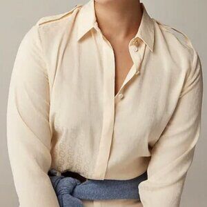 NWT $118 J.CREW Drapey Jacquard Print Shirt - Sz M